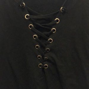 Black lace up t-shirt dress
